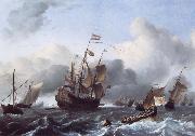 Ludolf Backhuysen The Eendracht and a Fleet of Dutch Men-of-War oil on canvas